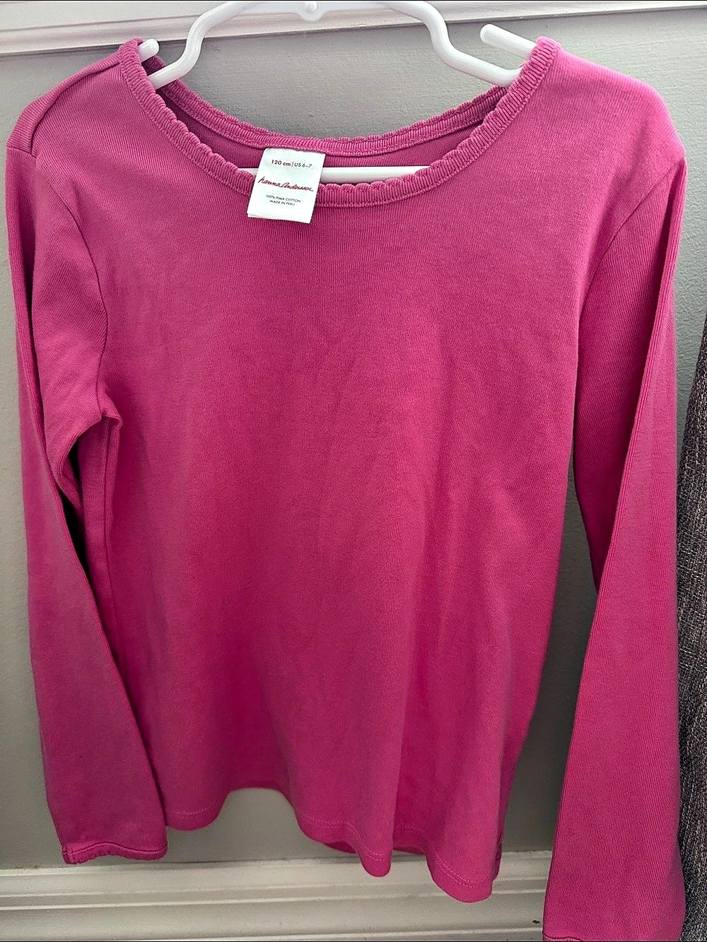 Hanna Andersson Bright Basics Long Sleeve Tee in Pima Cotton Pink Girls 6-7